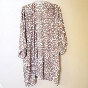 Aerie Brown Leopard Print Chiffon Cape Coverup Beach Vacation Summer